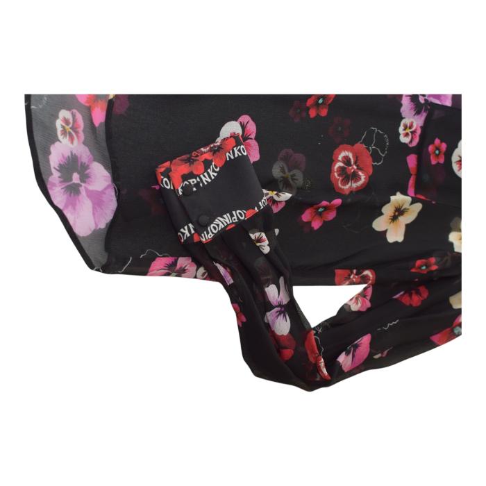 PINKO button down long sleeve black with floral print shirt top blouse size 42