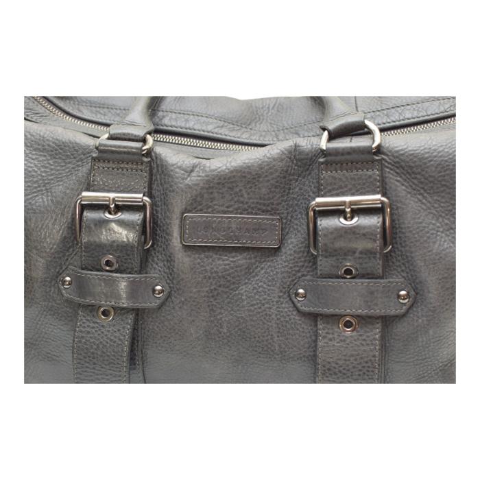 Longchamp Kate Moss Gray Pebbled Leather Zipper Top Satchel bag Handbag