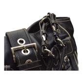 Prada Black Nappa Leather Double Front Flap Buckle Pockets Shoulder Bag