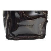 Roberta Gandolfi Black Patent Leather Beaded Top Handles Handbag Zipper Bag