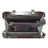 Roberta Gandolfi Black Patent Leather Beaded Top Handles Handbag Zipper Bag