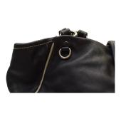 Prada Black Nappa Leather Double Front Flap Buckle Pockets Shoulder Bag