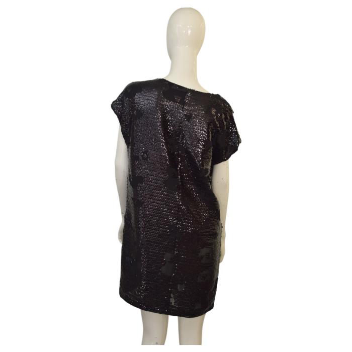 See By Chloe Black Sequined Cap Sleeves Short Mini Length Dress size 42