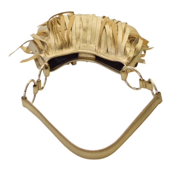 Yves Saint Laurent Rive Gauche Gold Leather Fringe Hobo Boheme Shoulder Bag
