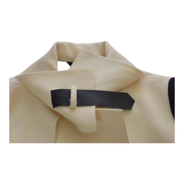 Costume National Black & Cream Wool Unhemmed Jacket Blazer size 42