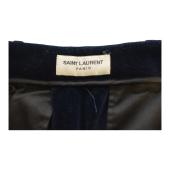 Saint Laurent Blue Black Velvet Velour Jacket & Pants Trousers Suit Set Fr 38