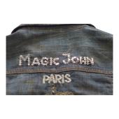 Galliano Magic John Blue Denim Fitted Collared Button Jacket size 32/ 46