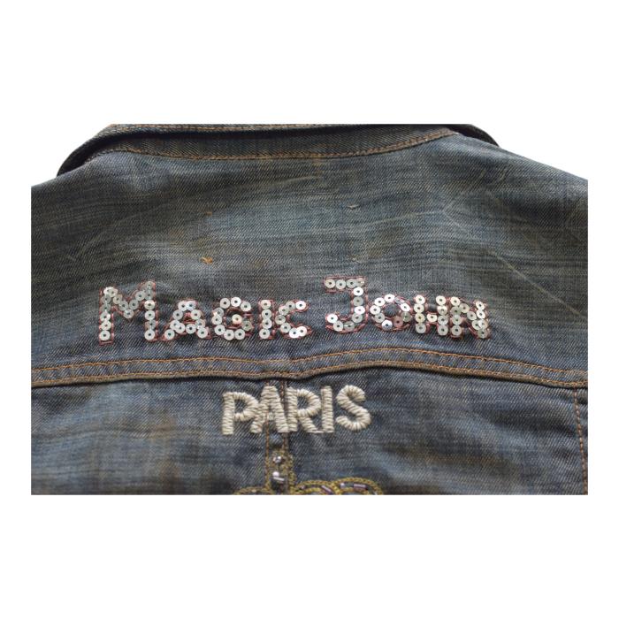 Galliano Magic John Blue Denim Fitted Collared Button Jacket size 32/ 46