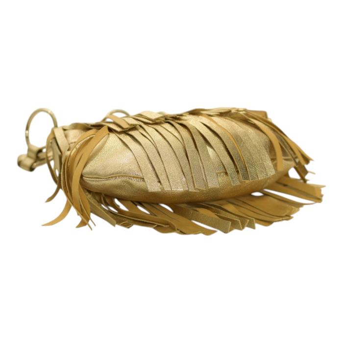 Yves Saint Laurent Rive Gauche Gold Leather Fringe Hobo Boheme Shoulder Bag