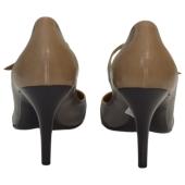 Hermes Black & Gray Leather Mary Janes Pointed toe Heel Pumps sz 40 US 10