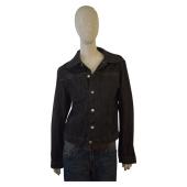 Helmut Lang Black Denim Classic Collared Button Jacket size 44, M
