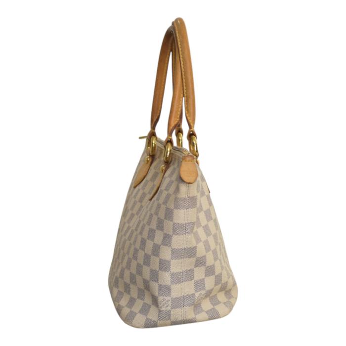 LOUIS VUITTON Damier Azur Canvas Saleya PM Tote Vintage Bag Vachetta leather