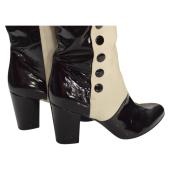 Chanel Black & White Monochrome Lambskin And Patent Leather Knee Boots Size 39.5 or 9.5 US
