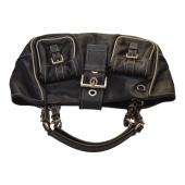 Prada Black Nappa Leather Double Front Flap Buckle Pockets Shoulder Bag