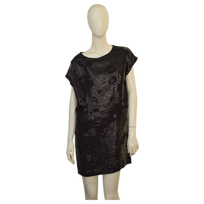 See By Chloe Black Sequined Cap Sleeves Short Mini Length Dress size 42