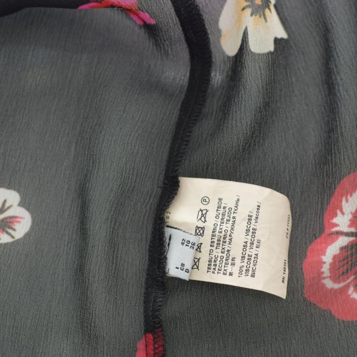 PINKO button down long sleeve black with floral print shirt top blouse size 42