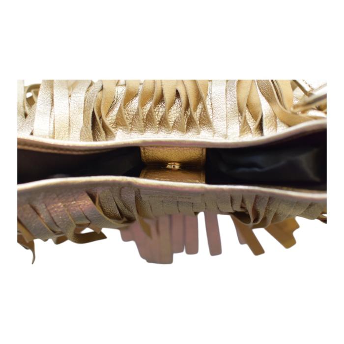 Yves Saint Laurent Rive Gauche Gold Leather Fringe Hobo Boheme Shoulder Bag