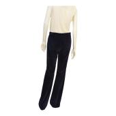 Saint Laurent Blue Black Velvet Velour Jacket & Pants Trousers Suit Set Fr 38