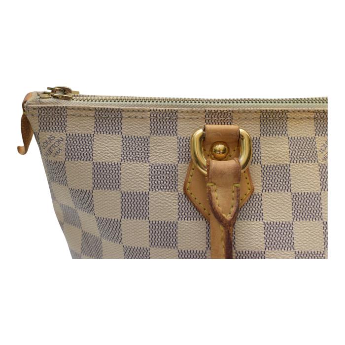 LOUIS VUITTON Damier Azur Canvas Saleya PM Tote Vintage Bag Vachetta leather