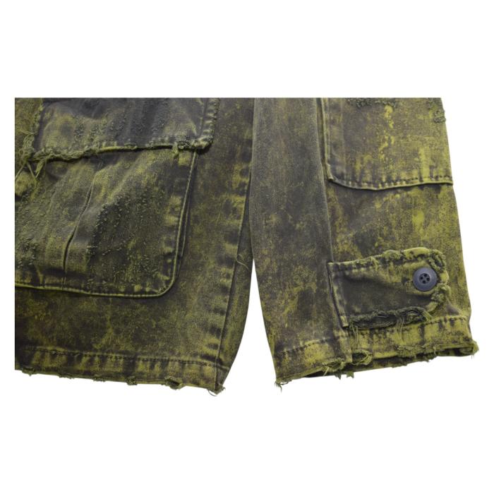 Ayios Athens Distressed Green Army Look Collared Jacket w. Patches