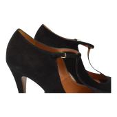 Gucci Black Suede Leather Mary Janes Peep toe Heel Platform Pumps sz 39,5 US 9,5