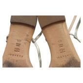 Casadei 8035 T-Strap Slingback Sandal Gold crocodile embossed leather size 8,5