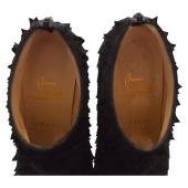 Christian Louboutin Black Suede Diplonana Open Toe Ankle Booties Size 37.5