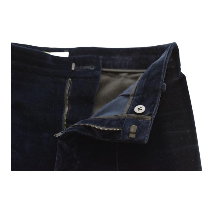 Saint Laurent Blue Black Velvet Velour Jacket & Pants Trousers Suit Set Fr 38
