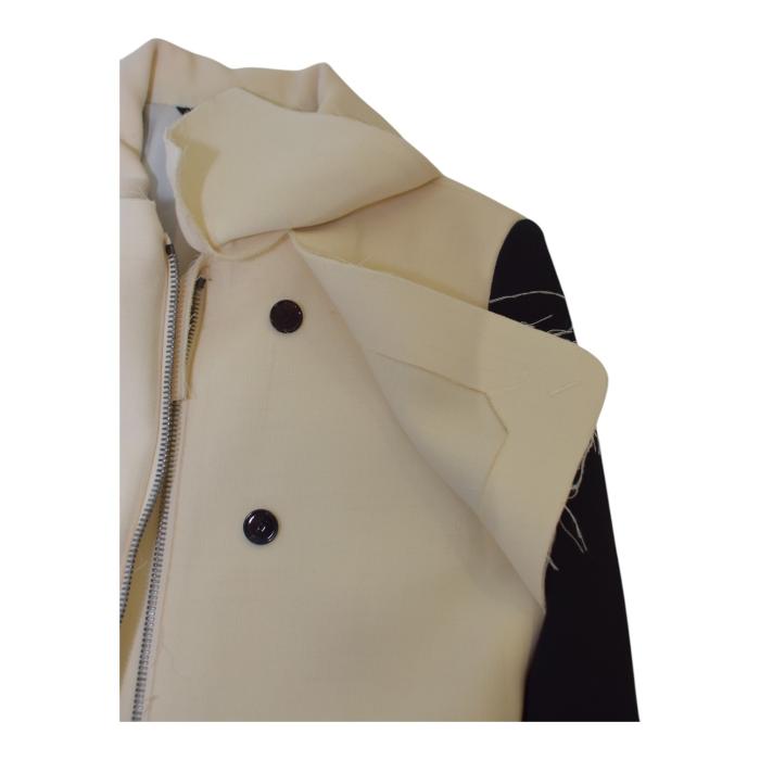 Costume National Black & Cream Wool Unhemmed Jacket Blazer size 42