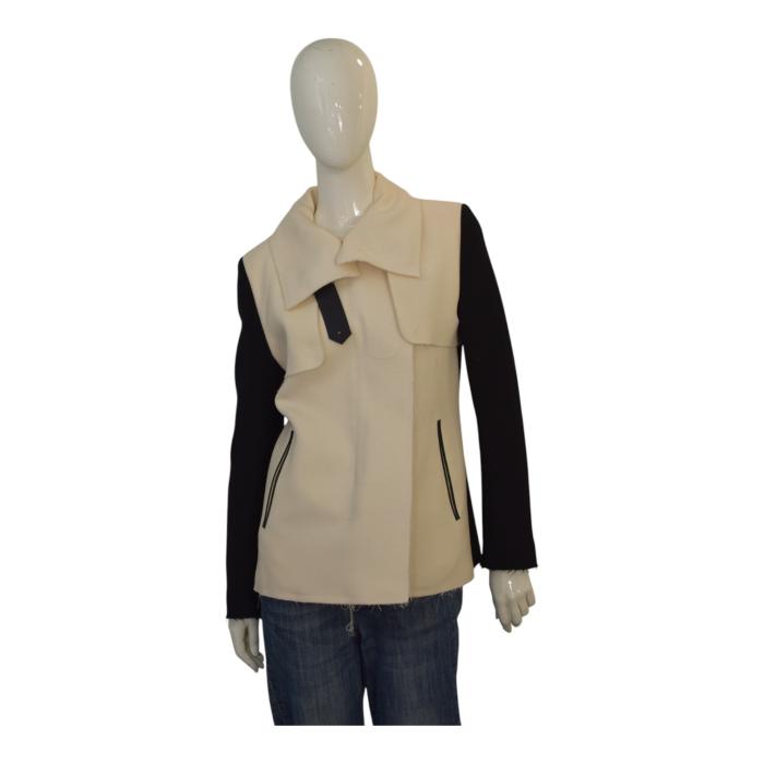 Costume National Black & Cream Wool Unhemmed Jacket Blazer size 42