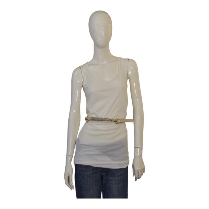 Yves Saint Laurent YSL Vintage Mombasa Horn Lizard Skin Belt in off white 95/38
