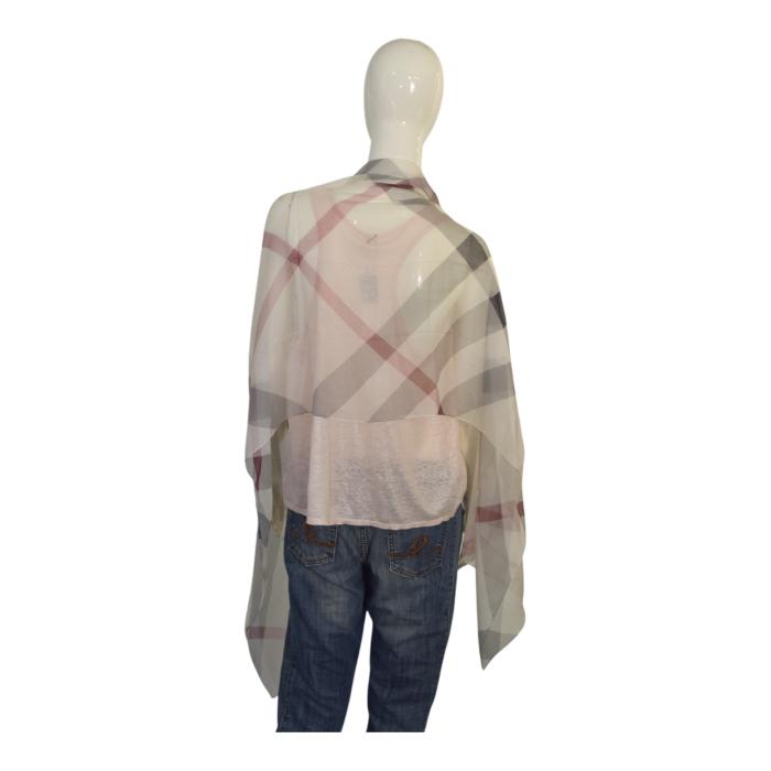 Burberry Signature Check Print Sheer Long Rectangle Scarf Wrap Foulard