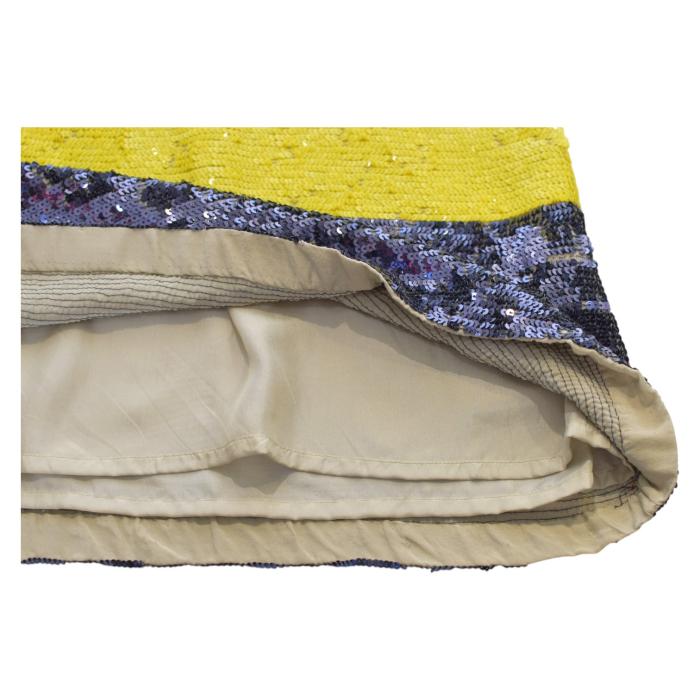 P.A.R.O.S.H. Parosh Blue Yellow Sequined Silk Top Sleeveless Tank Blouse size M