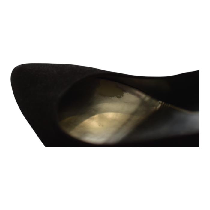 Gucci Black Suede Leather Almond Toe Classic Heel Platform Pumps size 39 US 9