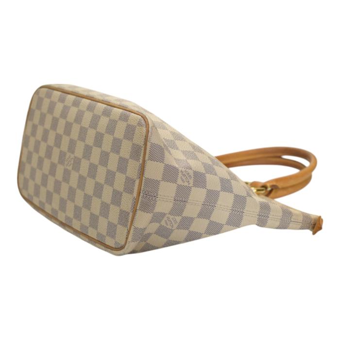 LOUIS VUITTON Damier Azur Canvas Saleya PM Tote Vintage Bag Vachetta leather