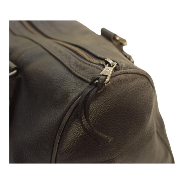 Longchamp Kate Moss Gray Pebbled Leather Zipper Top Satchel bag Handbag