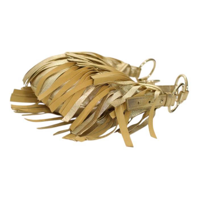 Yves Saint Laurent Rive Gauche Gold Leather Fringe Hobo Boheme Shoulder Bag