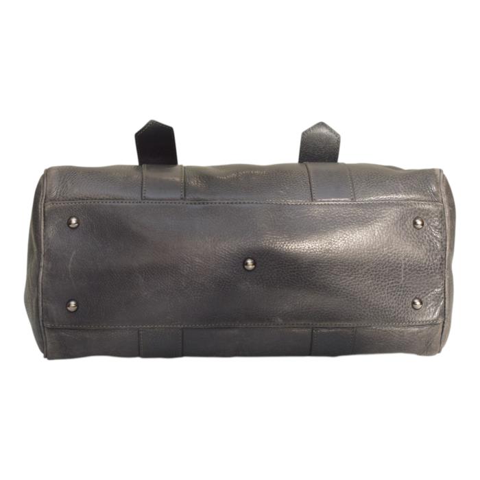 Longchamp Kate Moss Gray Pebbled Leather Zipper Top Satchel bag Handbag