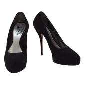 Gucci Black Suede Leather Almond Toe Classic Heel Platform Pumps size 39 US 9