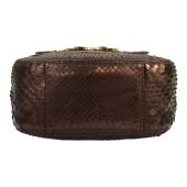 Iceberg Shiny Brown Snakeskin Leather Top Handles Small Handbag Shoulder bag