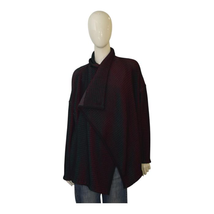 Issey Miyake Green Red Black Knit Single Button Cardigan Jacket size 2