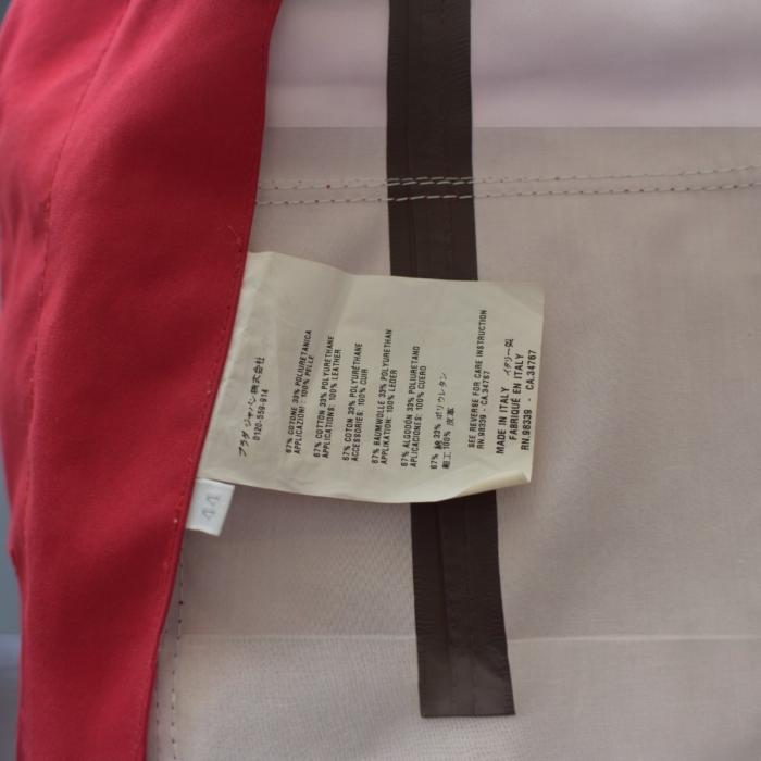 PRADA Red Midi Hooded Belted Rain Coat Jacket Cotton blend White stitch sz 44 