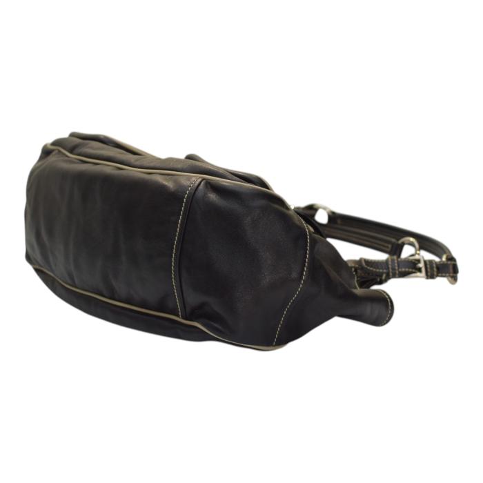 Prada Black Nappa Leather Double Front Flap Buckle Pockets Shoulder Bag