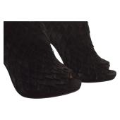 Christian Louboutin Black Suede Diplonana Open Toe Ankle Booties Size 37.5