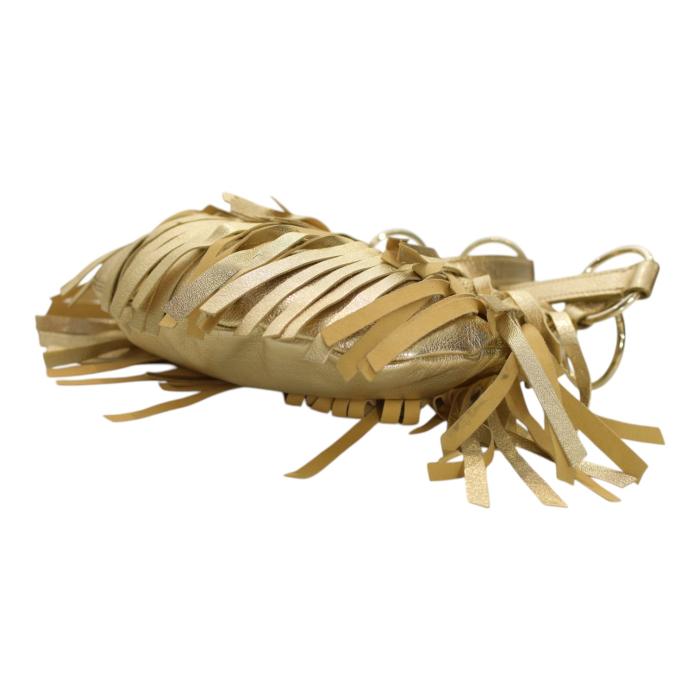 Yves Saint Laurent Rive Gauche Gold Leather Fringe Hobo Boheme Shoulder Bag