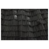 Twinset Black Tulle Tiered Ruffled Sheer Sleeves Maxi Evening Gown Dress size 40
