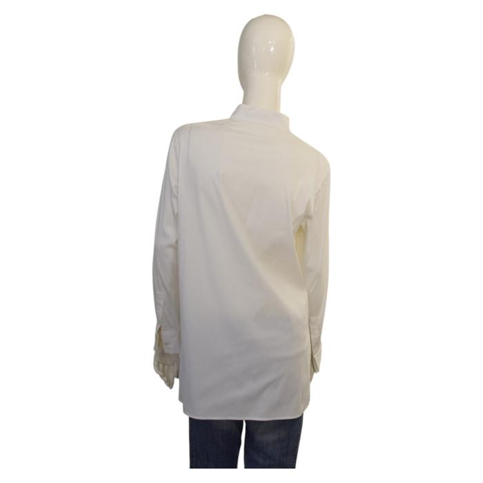 Issey Miyake White Cotton Pleats Button Down Shirt Long Top Size 3
