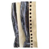 Chanel Black & White Monochrome Lambskin And Patent Leather Knee Boots Size 39.5 or 9.5 US
