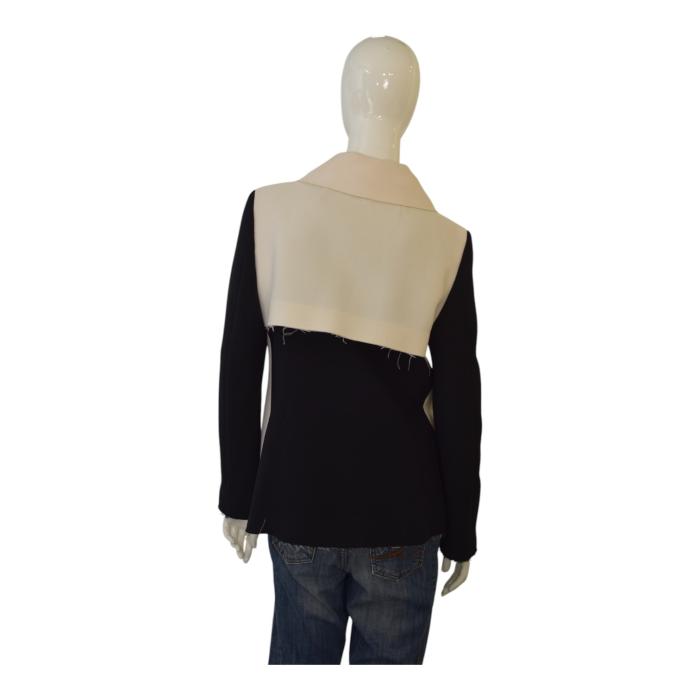 Costume National Black & Cream Wool Unhemmed Jacket Blazer size 42