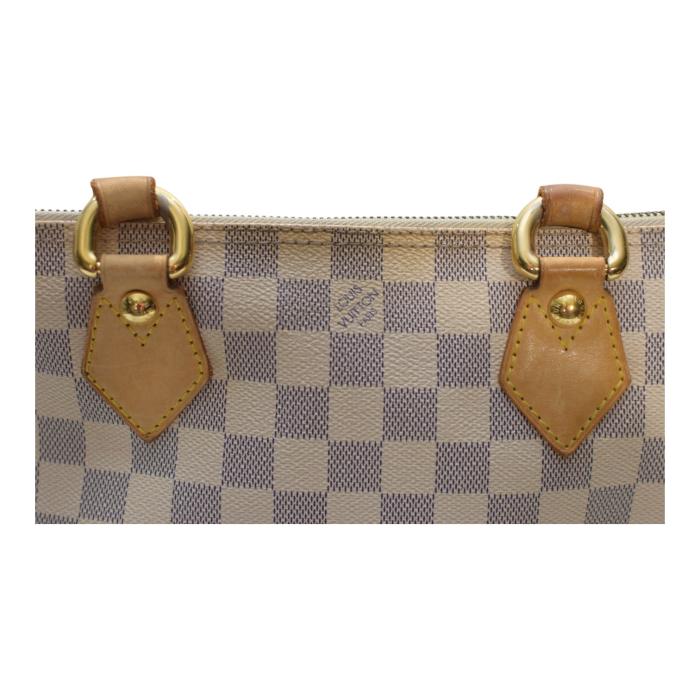 LOUIS VUITTON Damier Azur Canvas Saleya PM Tote Vintage Bag Vachetta leather
